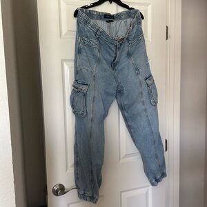 Juniors baggy denim cargo joggers